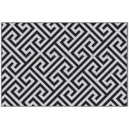 Outsunny Reversible Outdoor Mat: Portable Plastic Straw Rug for RVs, Gardens & Decks, Black & White, 121x182 cm - Aosom UK - thumbnail 1