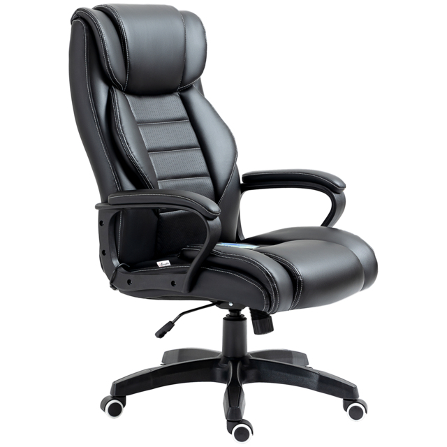 Vinsetto High Back Massage Office Chair with 6-Point Vibration, Executive Office Chair w/ Extra Padded Swivel, Ergonomic Tilt, Black - Aosom UK - image 1