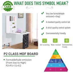 HOMCOM Floating Desk Drop-Leaf Table, with Chalkboard and Storage Shelf, Multifunctional Floating Desk for Home Office Study, White - Aosom UK - thumbnail 7