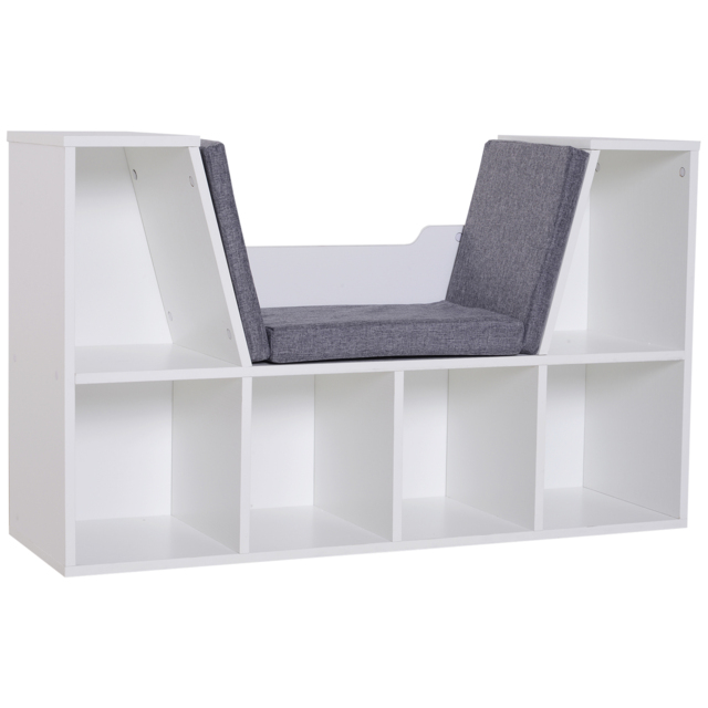 HOMCOM Cosy Reading Nook: Cushioned Bookcase Seat, Storage Sideboard for Kids' Bedrooms & Lounges, Pristine White - Aosom UK - image 1