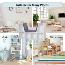HOMCOM Cosy Reading Nook: Cushioned Bookcase Seat, Storage Sideboard for Kids' Bedrooms & Lounges, Pristine White - Aosom UK - thumbnail 7
