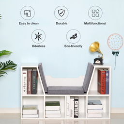HOMCOM Cosy Reading Nook: Cushioned Bookcase Seat, Storage Sideboard for Kids' Bedrooms & Lounges, Pristine White - Aosom UK - thumbnail 6