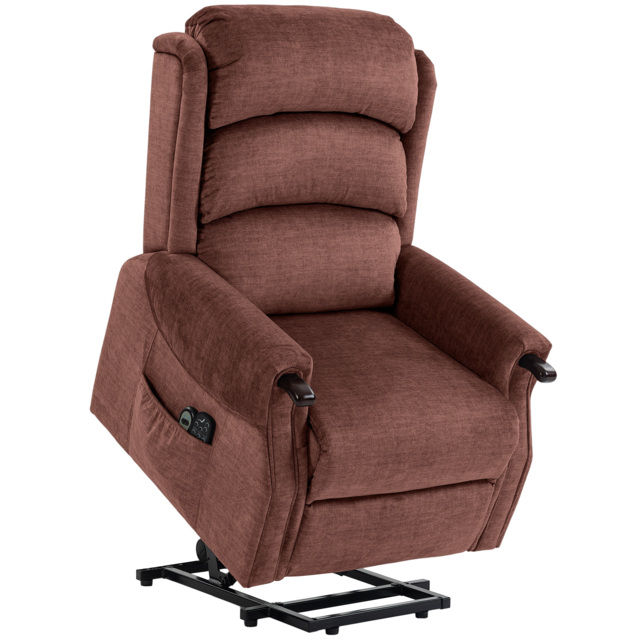 HOMCOM Power Lift Recliner with Vibration Massage and Heat, Lift Chair for Tall with Wood Grip, Pocket Spring, Brown - image 1
