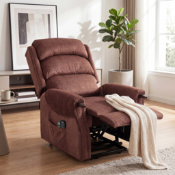 HOMCOM Power Lift Recliner with Vibration Massage and Heat, Lift Chair for Tall with Wood Grip, Pocket Spring, Brown - thumbnail 8