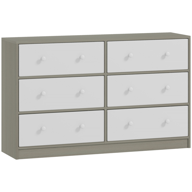 HOMCOM Chest of Drawers, Dresser with 6 Fabric Drawers - White and Grey - image 1