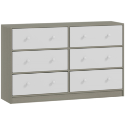 HOMCOM Chest of Drawers, Dresser with 6 Fabric Drawers - White and Grey - thumbnail 1