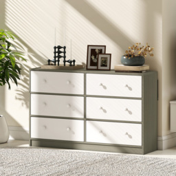 HOMCOM Chest of Drawers, Dresser with 6 Fabric Drawers - White and Grey - thumbnail 9
