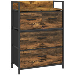 HOMCOM Bedroom Chest of Drawers, 4 Drawer Dresser Storage Organiser Unit with Drawers, Open Shelf and Steel Frame for Living Room - Aosom UK