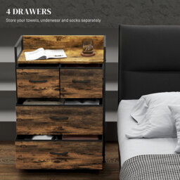HOMCOM Bedroom Chest of Drawers, 4 Drawer Dresser Storage Organiser Unit with Drawers, Open Shelf and Steel Frame for Living Room - Aosom UK - thumbnail 4