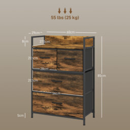 HOMCOM Bedroom Chest of Drawers, 4 Drawer Dresser Storage Organiser Unit with Drawers, Open Shelf and Steel Frame for Living Room - Aosom UK - thumbnail 3