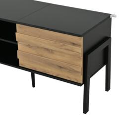 Low-Profile TV Cabinet with Soft-Close Hinges and Adjustable Shelves, Stylish TV Stand with 2 Cabinets, 175L x 39.5W x 53H cm, Natural - Aosom UK - thumbnail 9