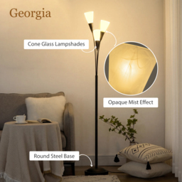 HOMCOM Modern Standing Lamp, 3-Light Upright Floor Lamps for Living Room, Black - thumbnail 4