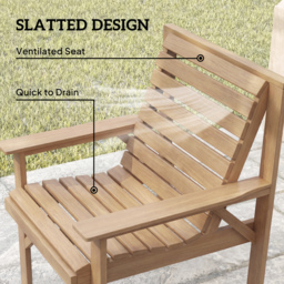 Outsunny 4 Piece Wooden Garden Furniture Set, Outdoor Garden Sofa Set with 2 Armchairs, Loveseat and Coffee Table, Natural Wood - thumbnail 7