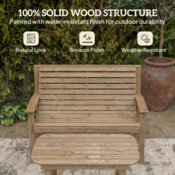 Outsunny 4 Piece Wooden Garden Furniture Set, Outdoor Garden Sofa Set with 2 Armchairs, Loveseat and Coffee Table, Natural Wood - thumbnail 5