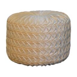 Handcrafted Velvet Pouffe with Deep-Buttoned Diamond Tufting, Opulent Upholstery, Footstool for Living Room, 46L x 46W x 33H cm, Ochre - Aosom UK - thumbnail 7
