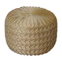 Handcrafted Velvet Pouffe with Deep-Buttoned Diamond Tufting, Opulent Upholstery, Footstool for Living Room, 46L x 46W x 33H cm, Ochre - Aosom UK - thumbnail 8