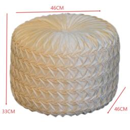 Handcrafted Velvet Pouffe with Deep-Buttoned Diamond Tufting, Opulent Upholstery, Footstool for Living Room, 46L x 46W x 33H cm, Ochre - Aosom UK - thumbnail 3