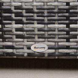 Outsunny Rattan Side Table: Tempered Glass Top, Weather-Resistant Wicker Design for Patio & Garden, Mixed Grey - Aosom UK - thumbnail 8