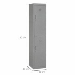 Vinsetto Steel Locker Cabinet, Lockable Office Storage with Shelves, Durable Cold-Rolled Steel, for Schools, Offices, Gyms, Grey - Aosom UK - thumbnail 3