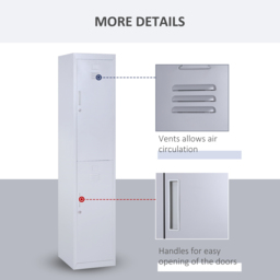 Vinsetto Steel Locker Cabinet, Lockable Office Storage with Shelves, Durable Cold-Rolled Steel, for Schools, Offices, Gyms, Grey - Aosom UK - thumbnail 6