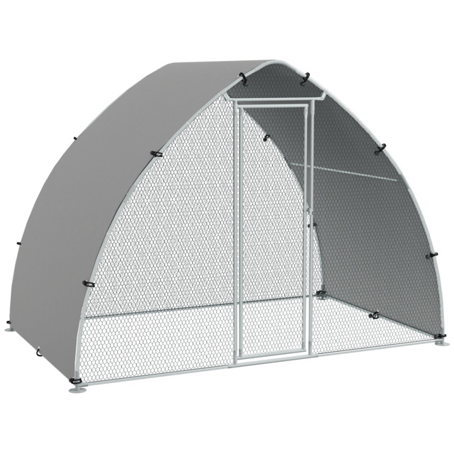 PawHut Galvanised Outdoor Chicken Coop with Cover, for 4-6 Chickens, Hens, Ducks, Rabbits, 3 x 1.9 x 2.2m - Silver Tone - Aosom UK - image 1