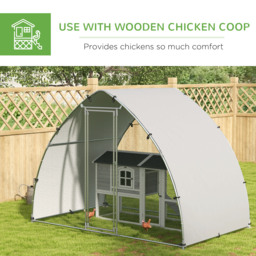 PawHut Galvanised Outdoor Chicken Coop with Cover, for 4-6 Chickens, Hens, Ducks, Rabbits, 3 x 1.9 x 2.2m - Silver Tone - Aosom UK - thumbnail 5