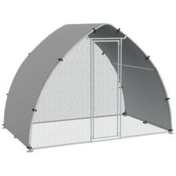PawHut Galvanised Outdoor Chicken Coop with Cover, for 4-6 Chickens, Hens, Ducks, Rabbits, 3 x 1.9 x 2.2m - Silver Tone - Aosom UK