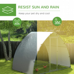 PawHut Galvanised Outdoor Chicken Coop with Cover, for 4-6 Chickens, Hens, Ducks, Rabbits, 3 x 1.9 x 2.2m - Silver Tone - Aosom UK - thumbnail 4