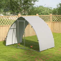 PawHut Galvanised Outdoor Chicken Coop with Cover, for 4-6 Chickens, Hens, Ducks, Rabbits, 3 x 1.9 x 2.2m - Silver Tone - Aosom UK - thumbnail 2