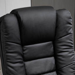 Manual Recliner and Footrest Set HOMCOM PU Leather Leisure Lounge Chair Armchair with Swivel Wood Base, Black - Aosom UK - thumbnail 8