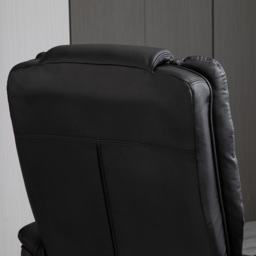 Manual Recliner and Footrest Set HOMCOM PU Leather Leisure Lounge Chair Armchair with Swivel Wood Base, Black - Aosom UK - thumbnail 7
