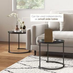 HOMCOM Nesting Tables Set of 2, Side End Table with Removable Tabletop Tray and Steel Frame for Living Room, Bedroom, White - thumbnail 6