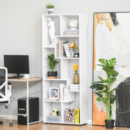 HOMCOM Freestanding 8-Tier Bookcase: With Melamine Surface, Anti-Tipping Foot Pads, Modern Home Display Storage Grid Stand, White - Aosom UK - thumbnail 2
