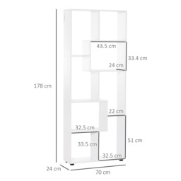 HOMCOM Freestanding 8-Tier Bookcase: With Melamine Surface, Anti-Tipping Foot Pads, Modern Home Display Storage Grid Stand, White - Aosom UK - thumbnail 3