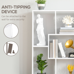 HOMCOM Freestanding 8-Tier Bookcase: With Melamine Surface, Anti-Tipping Foot Pads, Modern Home Display Storage Grid Stand, White - Aosom UK - thumbnail 6