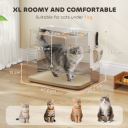 PawHut XL Stainless Steel Litter Box w/ 100° Flip Top, Scoop, Side Top Dual Entry, Odor Free, Easy Cleaning, Anti Leakage - thumbnail 3