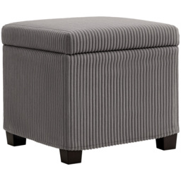 HOMCOM Storage Ottoman Bench, Corduroy Footstool with Removable Lid and Legs, 40cm Storage Chest Box for Living Room, Bedroom, Hallway, Grey - thumbnail 1