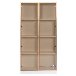 Remote-Controlled LED Display Cabinet with Glass Doors, Adjustable Shelves, Storage Cabinet with RGB Lighting, 160L x 80W x 40H cm, White - Aosom UK - thumbnail 2