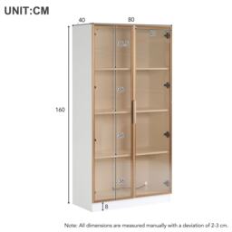 Remote-Controlled LED Display Cabinet with Glass Doors, Adjustable Shelves, Storage Cabinet with RGB Lighting, 160L x 80W x 40H cm, White - Aosom UK - thumbnail 3