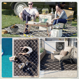 Outsunny Reversible Plastic Straw Outdoor Rug w/ Carry Bag & Ground Stakes, Ideal for Garden, RV, Picnic, Beach, Camping, 182x274cm - Aosom UK - thumbnail 5