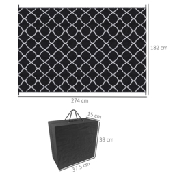 Outsunny Reversible Plastic Straw Outdoor Rug w/ Carry Bag & Ground Stakes, Ideal for Garden, RV, Picnic, Beach, Camping, 182x274cm - Aosom UK - thumbnail 3