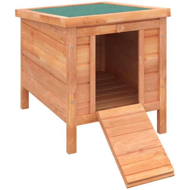 PawHut Wooden Rabbit Hutch Bunny Puppy Cage Guinea Pig Hide House Pet Habitat Small Animals Ferret 51 x 42 x 43 cm, Natural - Aosom UK - image 1