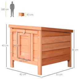 PawHut Wooden Rabbit Hutch Bunny Puppy Cage Guinea Pig Hide House Pet Habitat Small Animals Ferret 51 x 42 x 43 cm, Natural - Aosom UK - thumbnail 3