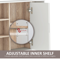 HOMCOM Bathroom Wall Cabinet with Mirror & Adjustable Side Shelves, Space-Saving Design, 1 Inner Shelf, White, 60 x 14.5 x 49.4cm - Aosom UK - thumbnail 6
