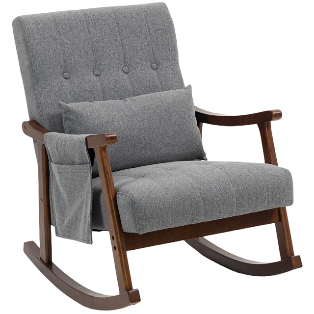 HOMCOM Wood Frame Rocking Accent Chair - Grey - image 1