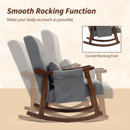 HOMCOM Wood Frame Rocking Accent Chair - Grey - thumbnail 4