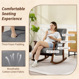 HOMCOM Wood Frame Rocking Accent Chair - Grey - thumbnail 5