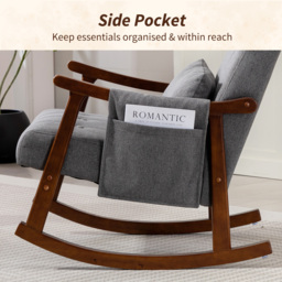 HOMCOM Wood Frame Rocking Accent Chair - Grey - thumbnail 6