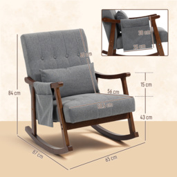 HOMCOM Wood Frame Rocking Accent Chair - Grey - thumbnail 3