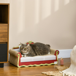 PawHut Cat Scratcher Lounge Sofa, Durable Cardboard Bed with Catnip, Stylish & Eco-Friendly, 58x29.5x29cm - Aosom UK - thumbnail 2